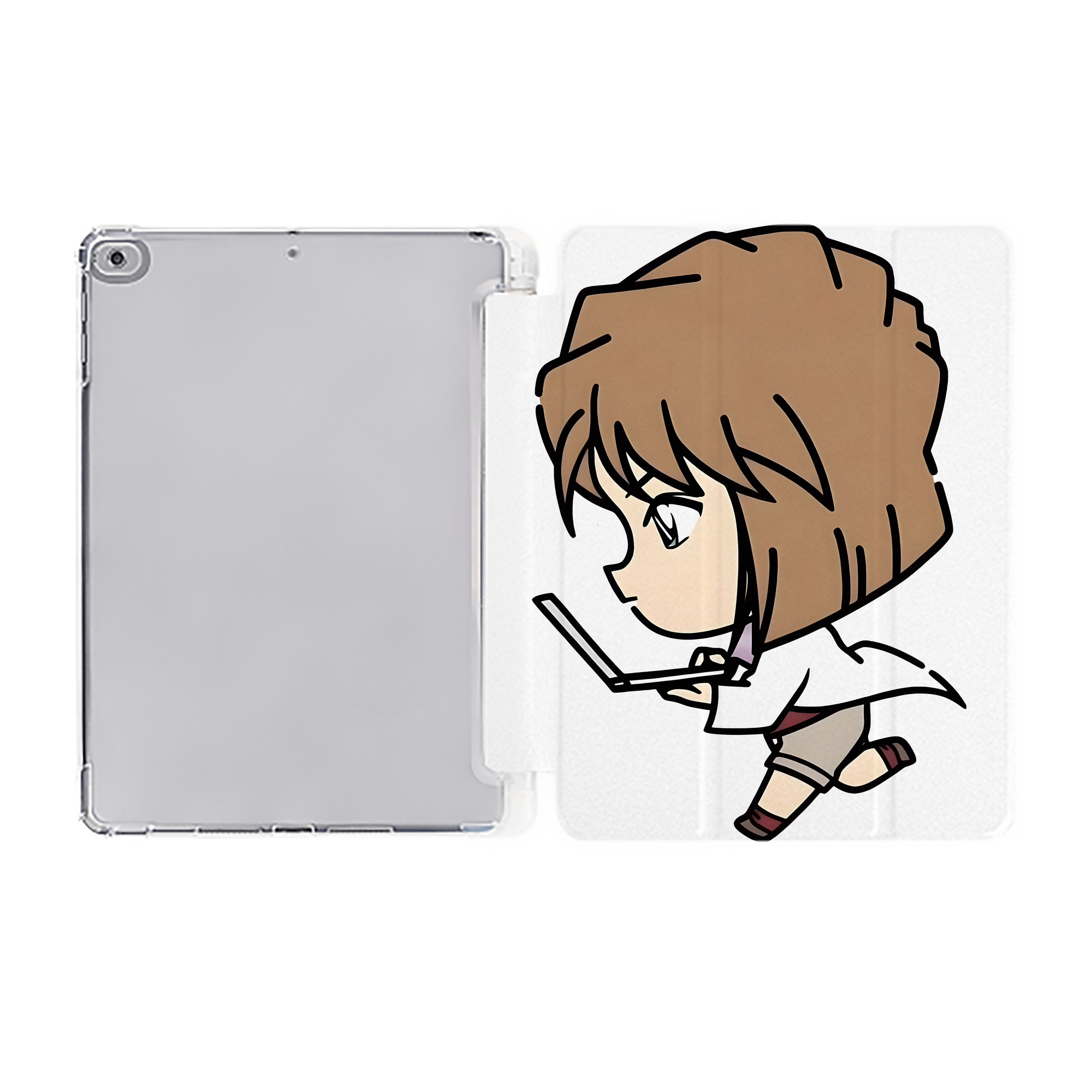 （画像用） 名探偵コナン 灰原 哀 はいばら あい Detective Conan Anita Hailey、Vi Graythorn Haibara Ai IPad ケース ペン収納付き 三つ折りスタンド PUレザー×シリコン 対応機種9.5/10.5/10.9インチ